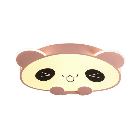 Black/Pink Panda LED Flushmount Fixture – Modern Acrylic Ceiling Light for Bedroom