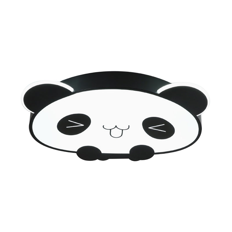 Black/Pink Panda Led Flushmount Fixture Modern Acrylic Ceiling Light For Bedroom