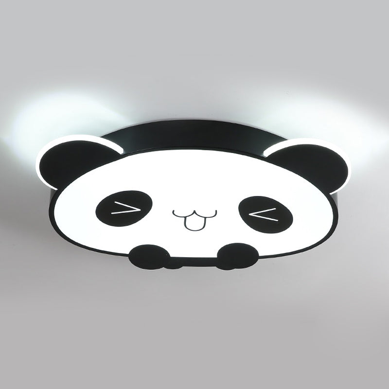 Black/Pink Panda Led Flushmount Fixture Modern Acrylic Ceiling Light For Bedroom