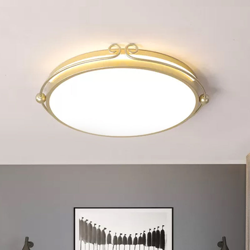 Modernist Acrylic Gold LED Flush Mount Ceiling Light for Bedroom with Curved Design - Warm/White Light