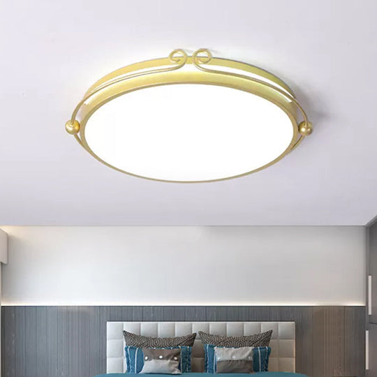 Modernist Acrylic Gold LED Flush Mount Ceiling Light for Bedroom with Curved Design - Warm/White Light