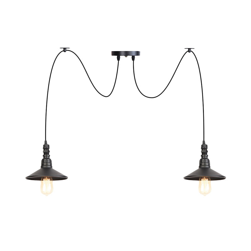 Iron Saucer Vintage LED Pendant Light with Multiple Lights, Black Finish