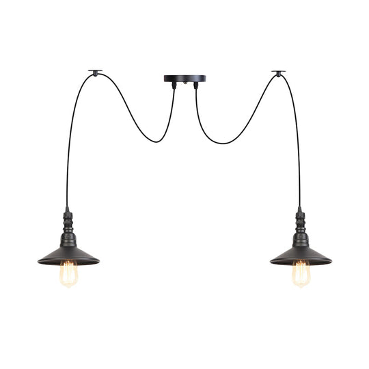 Iron Saucer Vintage LED Pendant Light with Multiple Lights, Black Finish