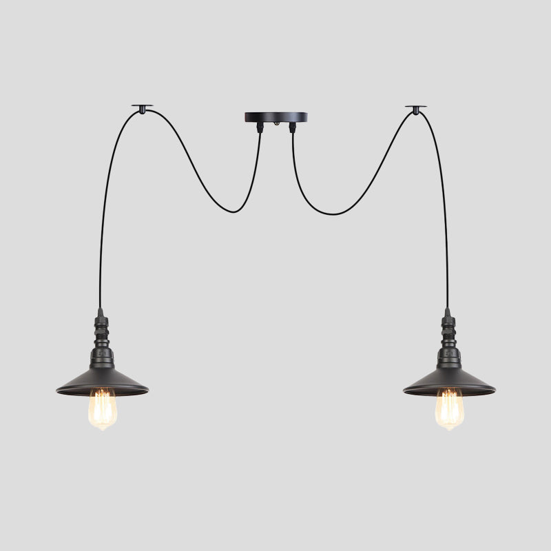 Iron Saucer Vintage LED Pendant Light with Multiple Lights, Black Finish