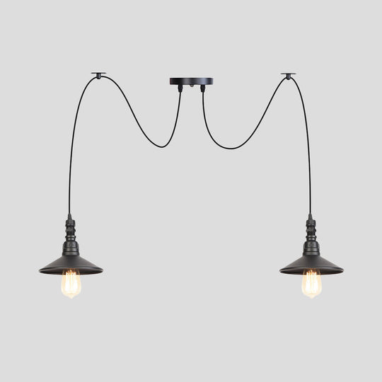 Iron Saucer Vintage LED Pendant Light with Multiple Lights, Black Finish