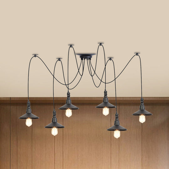 Iron Saucer Vintage LED Pendant Light with Multiple Lights, Black Finish