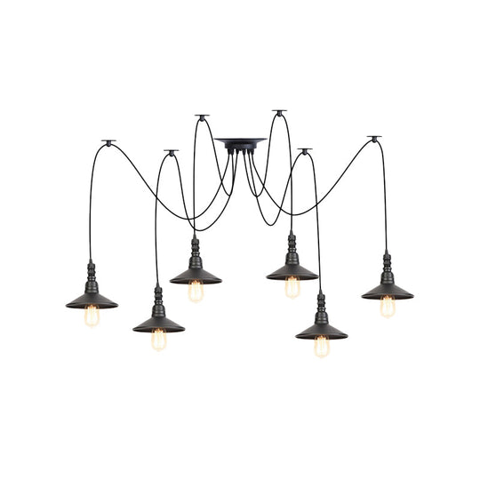 Vintage Iron Saucer Led Pendant - Black 2/3/6 Lights Bar Swag Pendulum Lamp