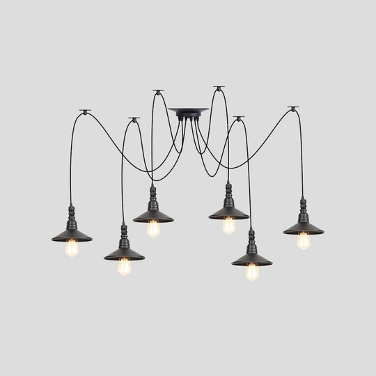 Iron Saucer Vintage LED Pendant Light with Multiple Lights, Black Finish