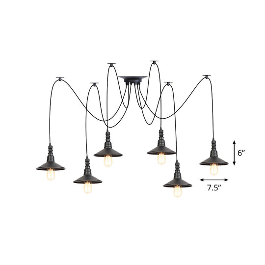 Iron Saucer Vintage LED Pendant Light with Multiple Lights, Black Finish