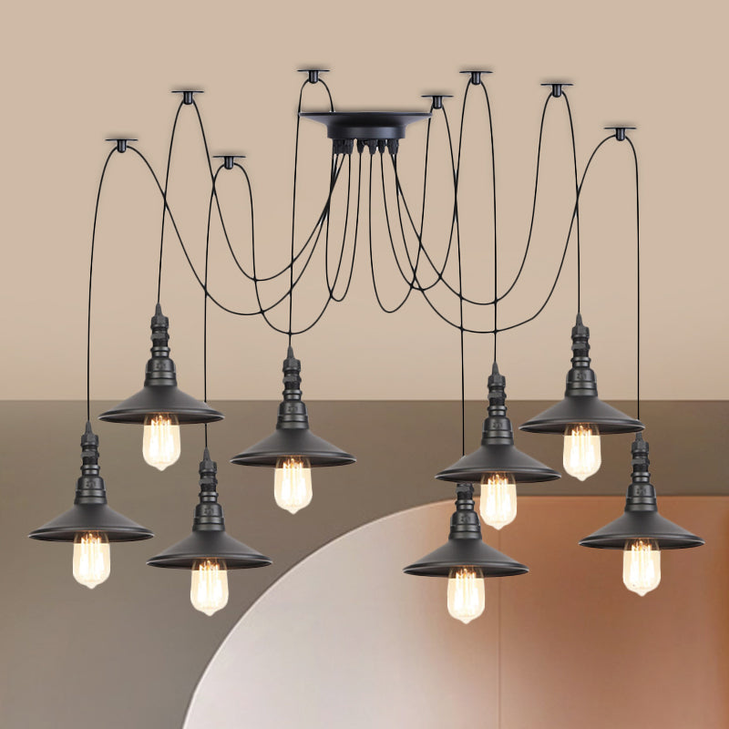 Iron Saucer Vintage LED Pendant Light with Multiple Lights, Black Finish