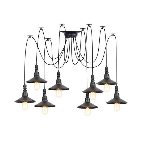 Iron Saucer Vintage LED Pendant Light with Multiple Lights, Black Finish
