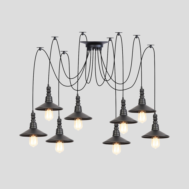 Iron Saucer Vintage LED Pendant Light with Multiple Lights, Black Finish