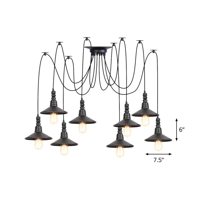 Iron Saucer Vintage LED Pendant Light with Multiple Lights, Black Finish