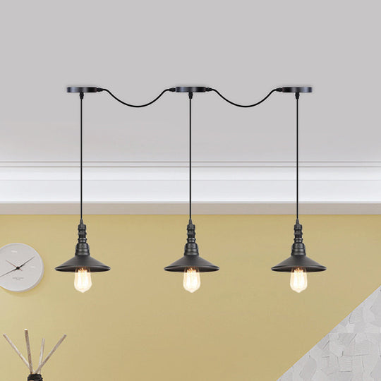 Industrial Iron Multi Head Pendant Light In Black Finishing Lighting