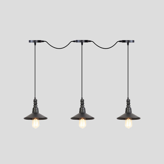 Industrial Iron Multi Head Pendant Light In Black Finishing Lighting