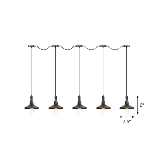 Industrial Iron Multi Head Pendant Light In Black Finishing Lighting