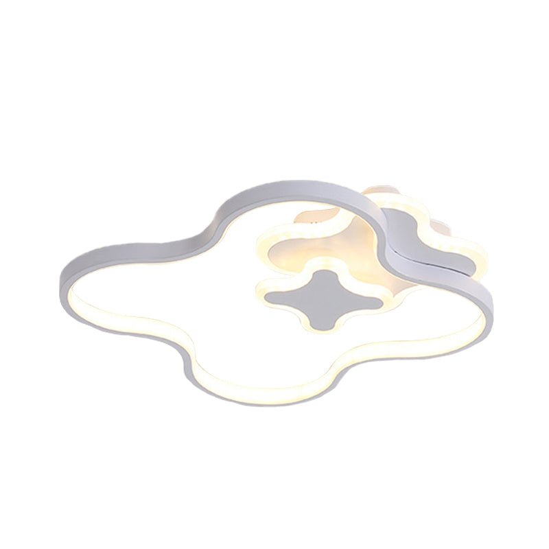 Plafonnier LED en acrylique de style dessin animé avec lumière chaude/blanche - Finition blanche