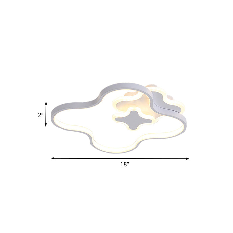 Plafonnier LED en acrylique de style dessin animé avec lumière chaude/blanche - Finition blanche