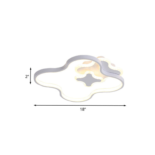 Plafonnier LED en acrylique de style dessin animé avec lumière chaude/blanche - Finition blanche