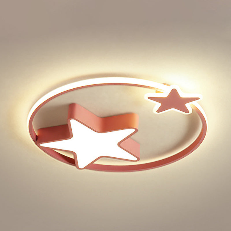 Plafonnier LED en forme d'étoile en acrylique - Plafonnier blanc/rose pour chambre à coucher
