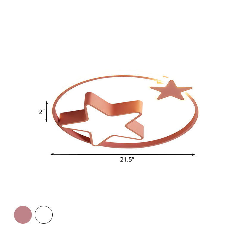 Plafonnier LED en forme d'étoile en acrylique - Plafonnier blanc/rose pour chambre à coucher