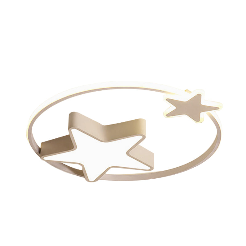 Plafonnier LED en forme d'étoile en acrylique - Plafonnier blanc/rose pour chambre à coucher