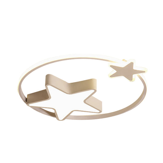 Plafonnier LED en forme d'étoile en acrylique - Plafonnier blanc/rose pour chambre à coucher