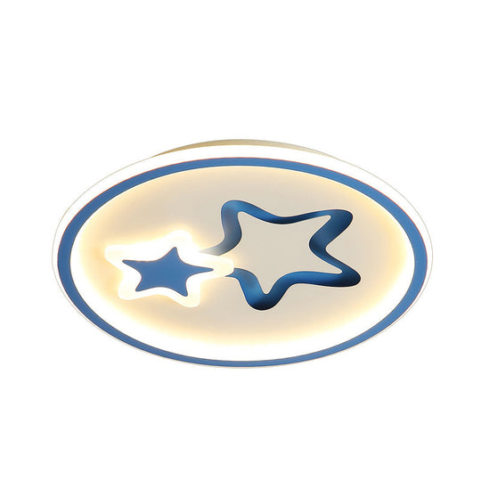 Plafonnier LED minimaliste - Montage encastré en forme d'étoile blanche/bleue pour salon