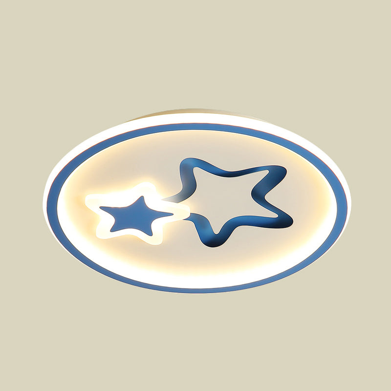 Plafonnier LED minimaliste - Montage encastré en forme d'étoile blanche/bleue pour salon