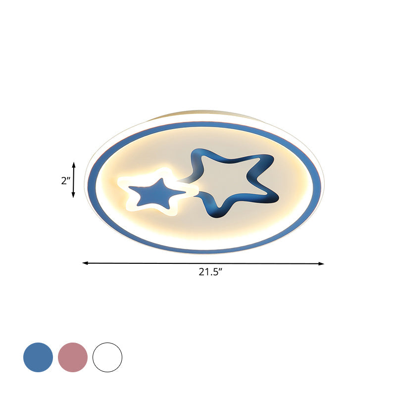 Plafonnier LED minimaliste - Montage encastré en forme d'étoile blanche/bleue pour salon