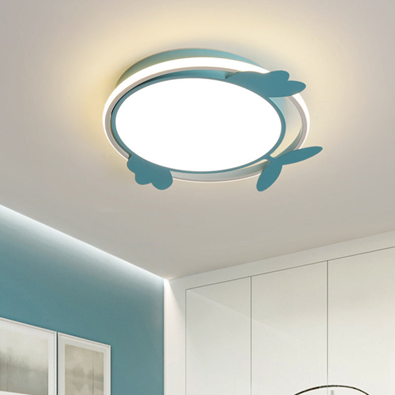 Nordic Style Bird Ceiling Light Fixture with Acrylic LED - Pink/Blue Flush Mount for Bedrooms
