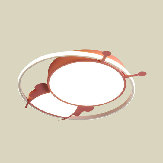 Modern LED Ceiling Lamp: Bee Design in Pink/Blue for Bedroom