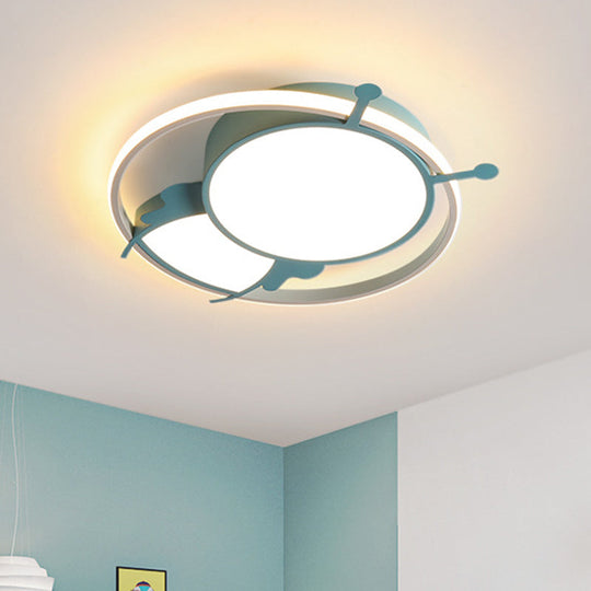 Modern LED Ceiling Lamp: Bee Design in Pink/Blue for Bedroom