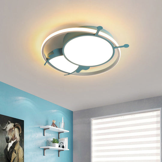 Modern LED Ceiling Lamp: Bee Design in Pink/Blue for Bedroom