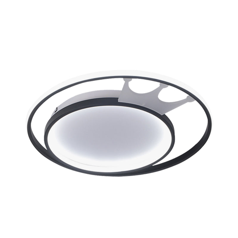 Cartoon Crown LED Flush Mount Lamp: Acrylic Ceiling Light for Living Room - White, Warm/White Light
