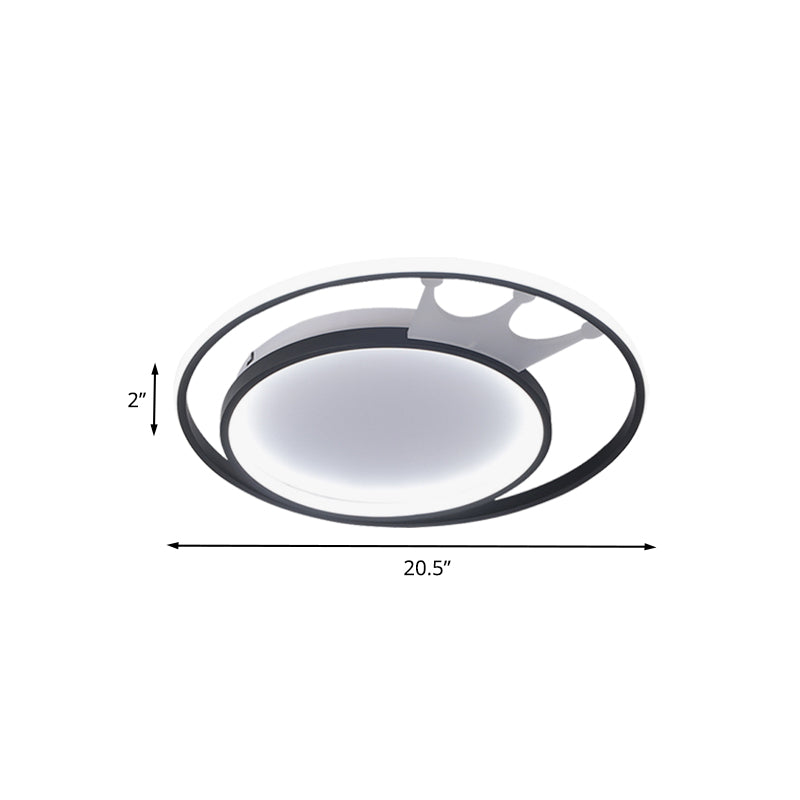 Cartoon Crown LED Flush Mount Lamp: Acrylic Ceiling Light for Living Room - White, Warm/White Light