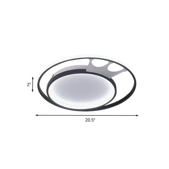 Cartoon Crown LED Flush Mount Lamp: Acrylic Ceiling Light for Living Room - White, Warm/White Light
