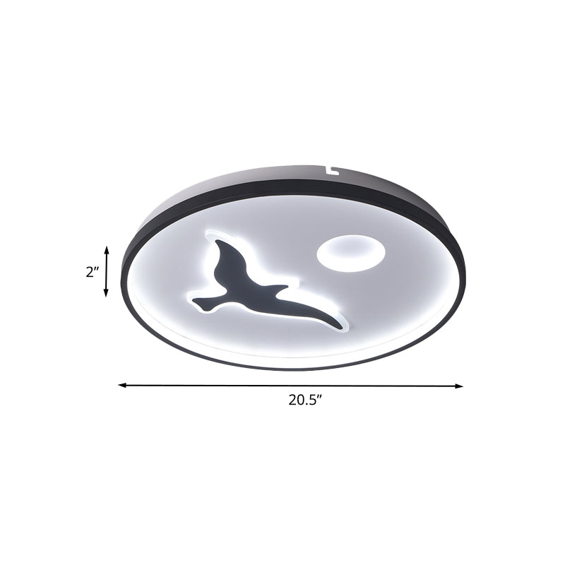 Minimalistic Bird Flush Mount Ceiling Light in Black Finish, Acrylic LED with Warm/White Light