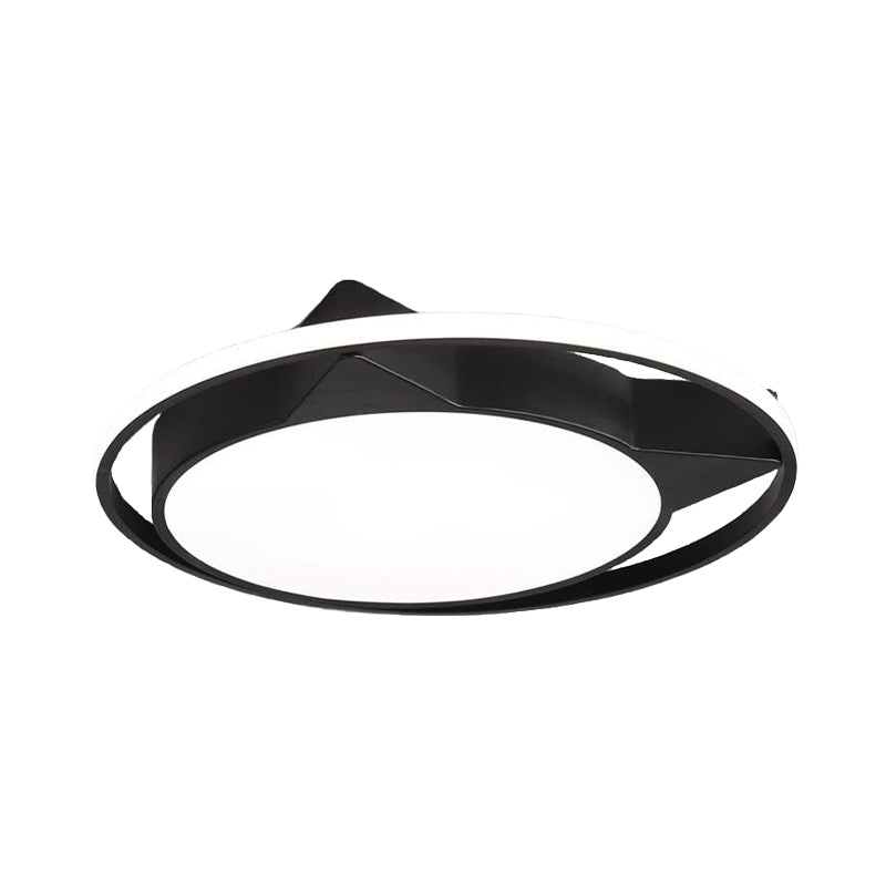 Modern Black Acrylic Cat LED Flush Mount Ceiling Light with Choice of White or Warm Lighting