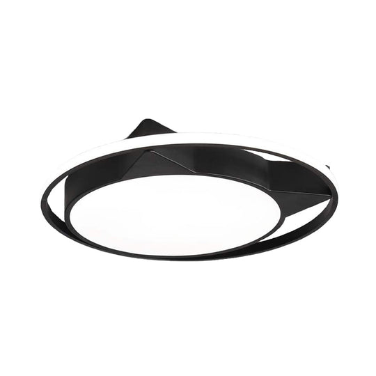 Modern Black Acrylic Cat LED Flush Mount Ceiling Light with Choice of White or Warm Lighting
