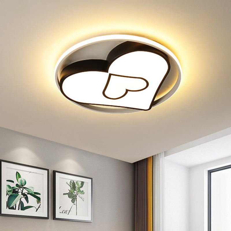 Modern Heart Design LED Flushmount Light - Black Ceiling Mounted Fixture