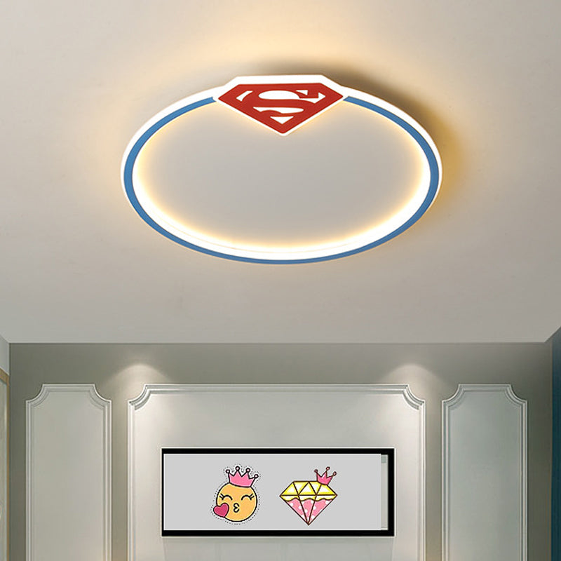 Blue Flush Mount Ceiling Lamp: Modern Acrylic LED Lighting with Diamond/Crown Design for Bedroom