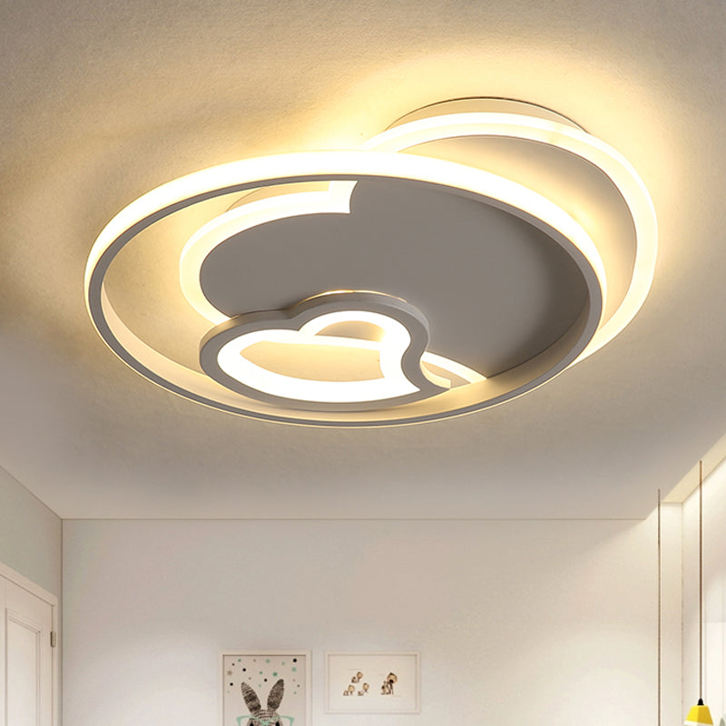 Modern Acrylic Heart Flushmount: White/Black/Pink LED Ceiling Fixture for Bedroom