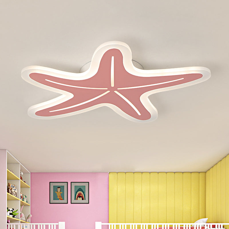 Modern Star Shaped LED Flush Light in Blue/Pink/White - Ideal for Kindergartens