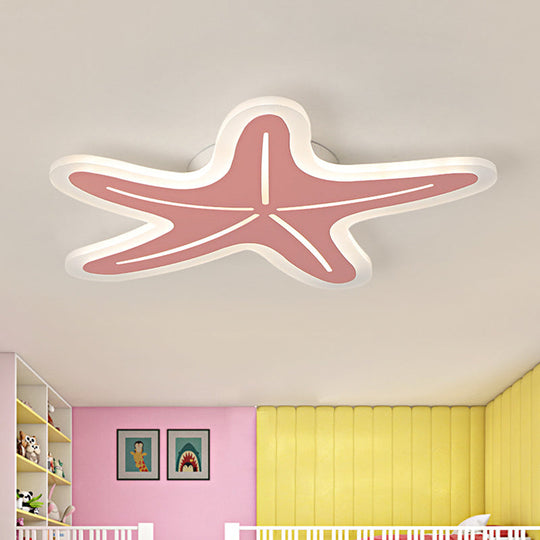 Modern Star Shaped LED Flush Light in Blue/Pink/White - Ideal for Kindergartens