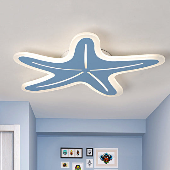 Modern Star Shaped LED Flush Light in Blue/Pink/White - Ideal for Kindergartens