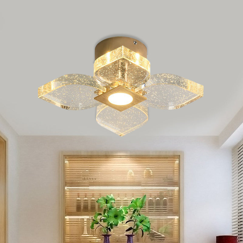 Modern Flower Crystal Ceiling Lamp in Gold with LED Lighting