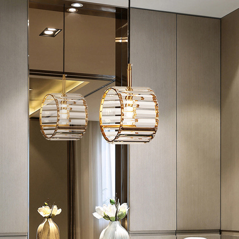 Mini lampe à pendule en laiton avec prisme en cristal – Kit de lampe à suspendre pour table à manger élégante