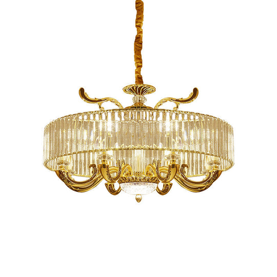 Modern Gold Crystal Circle Pendant Chandelier - 6/8 Lights Suspended Ceiling Lamp