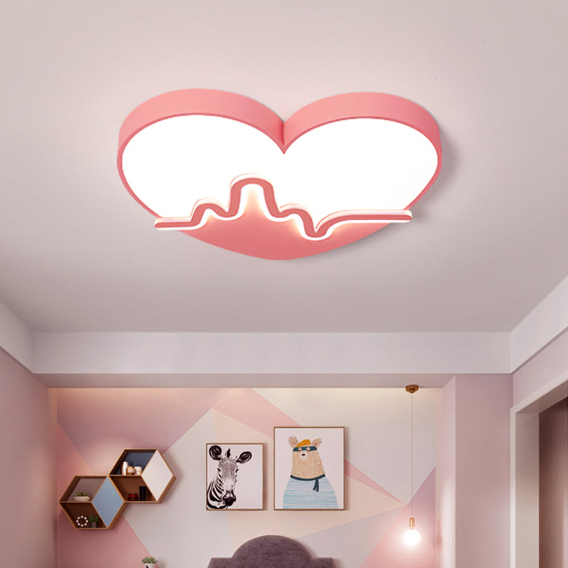 Macaron Heartbeat Acrylic LED Flushmount Ceiling Lamp - White/Pink/Gold - Child Bedroom